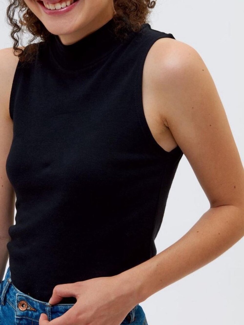 KOTN Black Mock Neck Tank